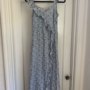 Madewell Asymmetrical Floral Blue Dress